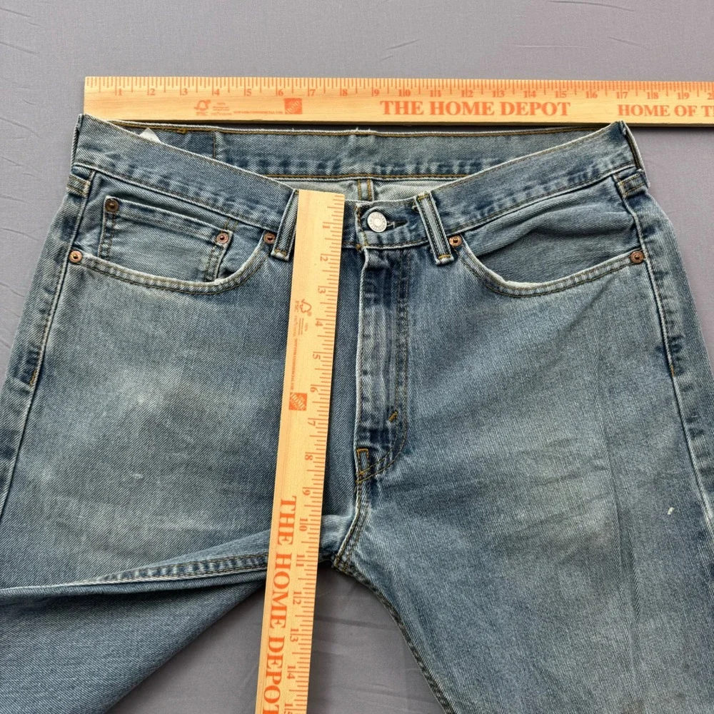 Levis 505 Regular Fit Straight Leg‎ Jeans Light Wash Blue Denim 34x36 Mens